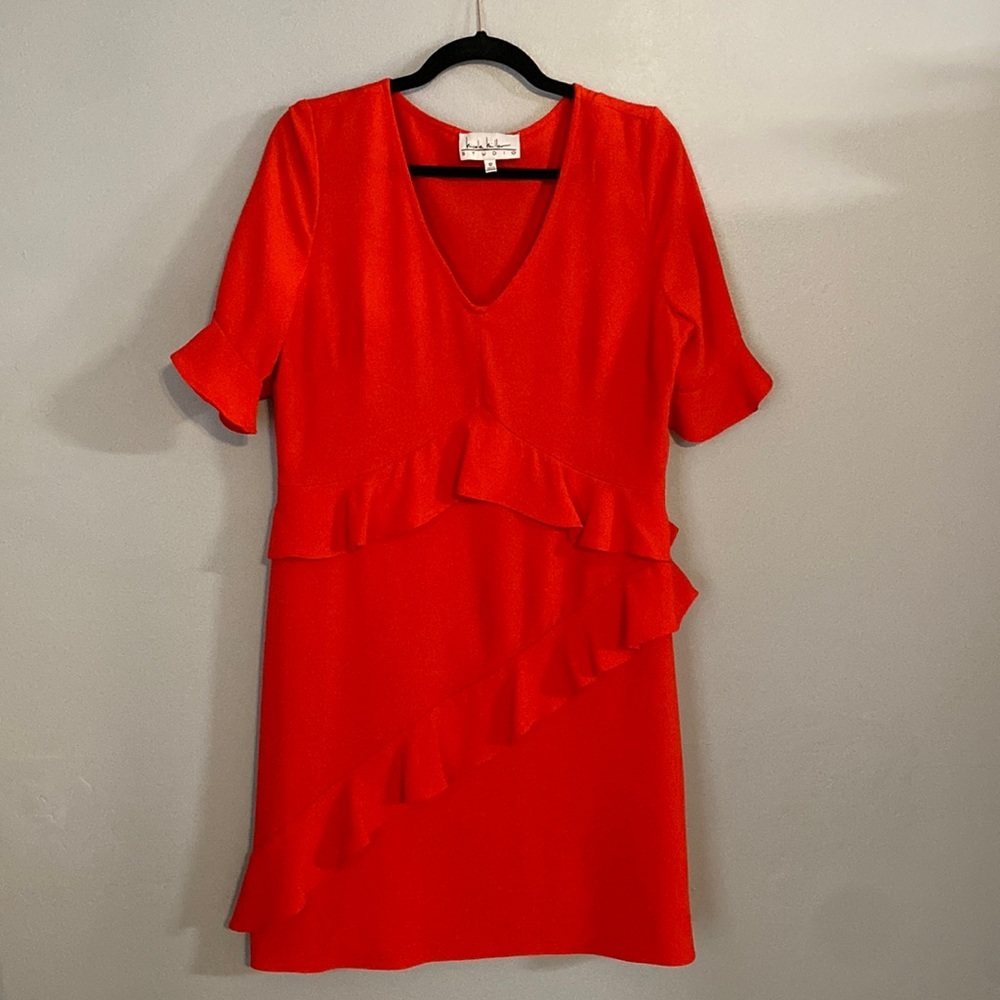 Nicole Miller Red Ruffle Mini Dress